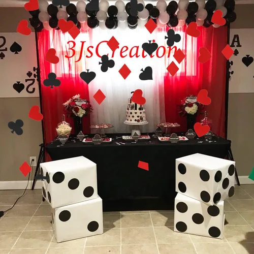 Vista 8 de Honbay Confeti de mesa de fiesta de casino de 2.12 oz, diseño de confeti metálico y lentejuelas para fiesta de fiesta de Viva Las Vegas, noche