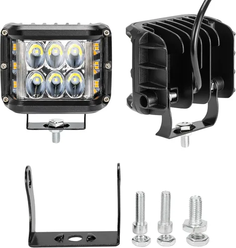 Vista 7 de AUTOXBERT 2 piezas de luces laterales de cápsulas, luces LED estroboscópicas de cubo de 4 pulgadas de doble cara para todo terreno con destello