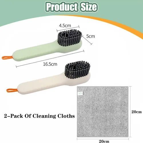 Vista 2 de Cepillo de limpieza de piel suave, cepillo de limpieza multifuncional con dispensador de jabón, cepillo multifuncional para zapatos líquidos, 2