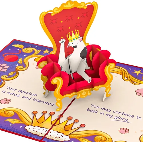 Vista 10 de PopLife Tarjeta desplegable 3D de gatos jugando en el sofá, tarjeta de felicitación de papel para amantes de los gatos, día de la madre, cumpleaños