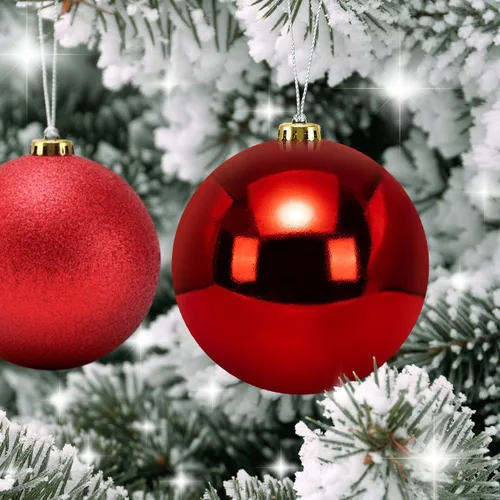 Vista 4 de Benjia Adornos de Navidad para Exteriores de Tamaño Extra Grande, Bolas de Plástico Gigantes y Grandes que no se Rompen para Colgar en Césped, Rojo