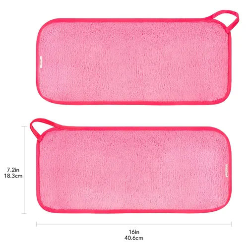 Vista 2 de Miracle Face - Paquete de 2 toallitas desmaquillantes de microfibra para el rostro, incluye 6 ligas para el cabello