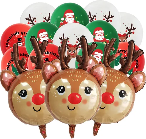 Vista 12 de Globos de papel de aluminio de Navidad, globos de cumpleaños de Navidad, número 1, pingüino, Papá Noel, reno, globo para decoración de fiestas Juego