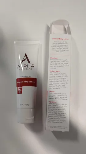 Vista 4 de Alpha Loción corporal revitalizante para el cuidado de la piel, 12% AHA glicólico, hidratante diario simple y eficaz, hidrata y exfolia para una