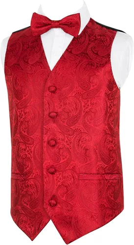 Vista 17 de Alizeal Conjunto de 2 piezas de corbata de lazo preatada de jacquard de cachemira con estampado floral clásico para niños