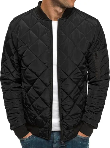 Vista 11 de Chaqueta bomber de invierno para hombre, abrigo grueso y cálido de algodón acolchado de béisbol