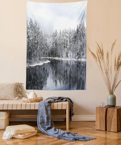 Vista 6 de Ambesonne Tapiz verde, fases lunares alrededor de un árbol de la vida, impresión de diseño bohemio de astrología nocturna, decoración de tela