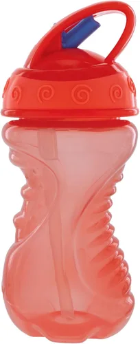 Vista 3 de Nuby Flip-It - Vasos duros con pajita Vari-Flo (paquete de 2) 10 onzas, resistentes a derrames, a partir de 12 meses, color aguamarina/rojo