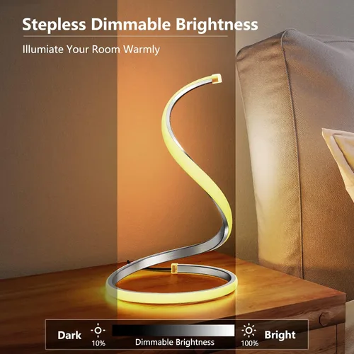 Vista 5 de NUÜR Juego de 2 lámparas de mesa LED, lámparas de mesa plateadas, lámpara de mesa de noche, control táctil, regulable continuo, lámpara de mesa