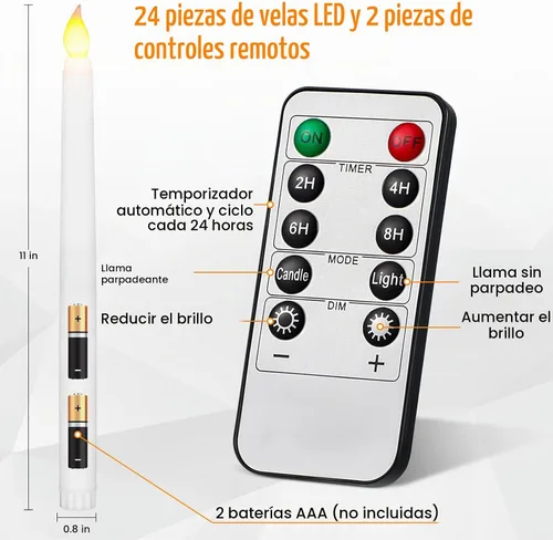 Vista 2 de Tuanse - 24 velas LED sin llama de 11 pulgadas para Halloween, color blanco