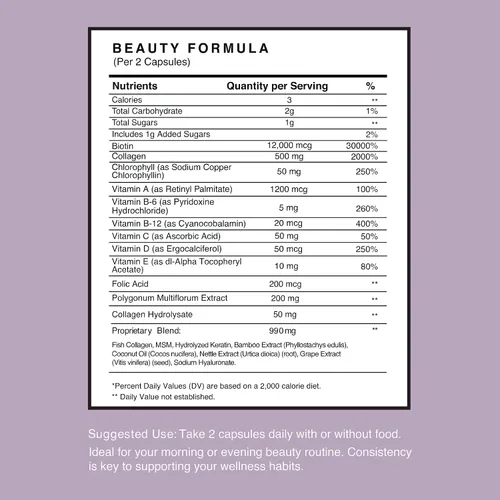 Vista 6 de RE:ROOT Cápsulas de belleza capilar – Biotina 12,000 mcg, colágeno, queratina, MSM, bambú – para cabello, piel y uñas – 60 cápsulas veganas
