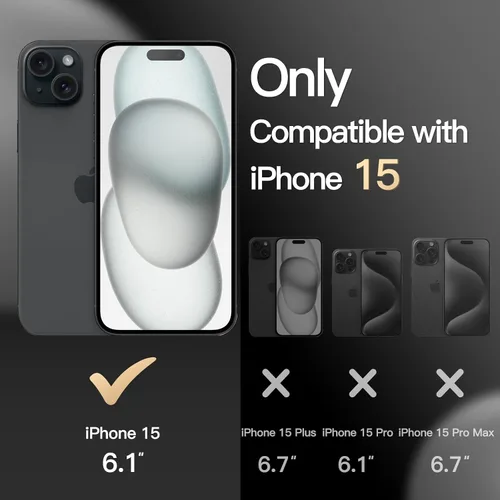 Vista 2 de JETech Funda para iPhone 15 de 6.1 pulgadas, resistente de doble capa de protección resistente, a prueba de golpes, con parte trasera mate (negro)