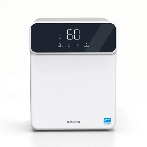 Vista 2 de HubiBaby Smart UVC LED Desinfectante y secadora para biberones, control de aplicación y ajustes de tiempo personalizados, capacidad XL para 18