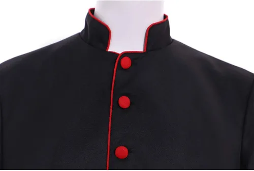 Vista 5 de CosplayDiy Disfraz de sacerdote romano negro para hombre, disfraz de cosplay. Disfraz medieval de clérigo para adultos, vestíbulos, gabardina