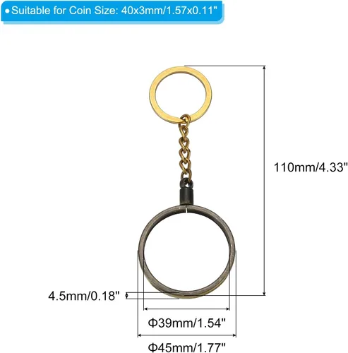Vista 2 de PATIKIL AA Coin Holder Keychain, Round Medallion Holder with Metal Key Ring for AA Coin Medallion