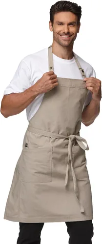 Vista 8 de Delantales de chef para hombres y mujeres con bolsillos grandes, delantal de lona, impermeable, profesional, con 2 bolsillos, 4251 GB