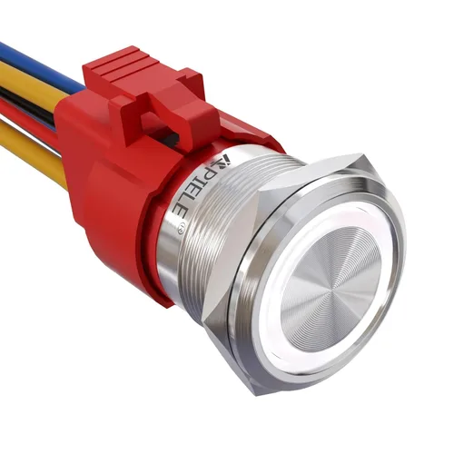Vista 18 de APIELE Interruptor de Botón Pulsador con Pestillo de 10 Amperios 22mm 12V Ojo de Ángel LED Impermeable Aleación de Aluminio Redondo Autobloqueante