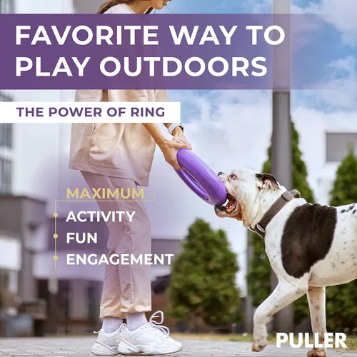 Vista 3 de COLLAR Juguete de Anillo para Exteriores - Búsqueda y Tirón de Guerra para Perros Pequeños, Medianos y Grandes - Bola y Soft Frisbee Alternativo