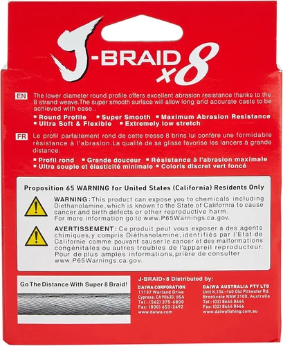 Vista 2 de Línea Trenzada Redonda Tejida de 8 Hilos Daiwa J-Braid 300M