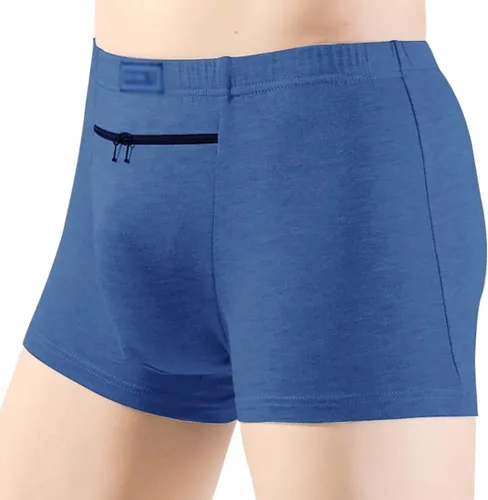 Vista 2 de Ropa interior de bolsillo para hombre con bolsillo frontal secreto, 2 paquetes (azul)