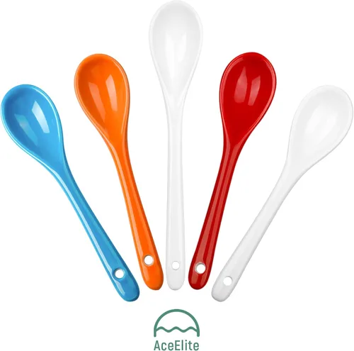 Vista 7 de Juego de 8 cucharas de café de cerámica, cucharas pequeñas para café, té, yogur, salsa y postres, helado, cucharaditas azules aptas