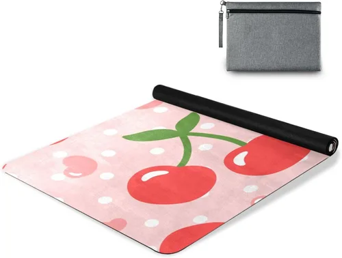 Vista 9 de Tapete de yoga plegable, tapete de ejercicio antideslizante para mujeres y hombres, tapete de entrenamiento de pilates, con bolsa de almacenamiento