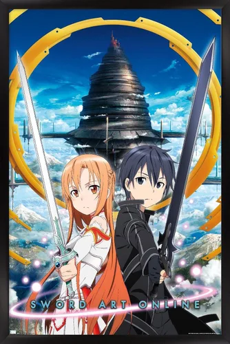 Vista 8 de Trends International Sword Art Online - Póster de pared Key Art 1, 14.72 x 22.37 pulgadas, versión enmarcada de madera de granero