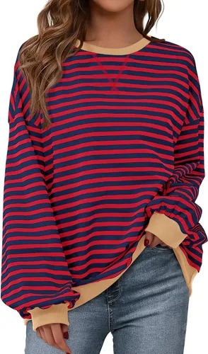 Vista 13 de BTFBM Sudadera de gran tamaño para mujer 2026 otoño Azul Beige Blanco