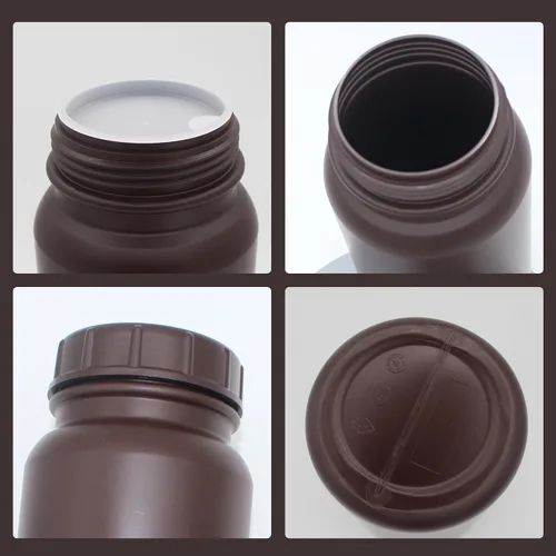 Vista 7 de Dutiplus Botella de reactivo ámbar de boca ancha HDPE de grado de laboratorio para aulas de laboratorios o almacenamiento en casa, capacidad de 0.1