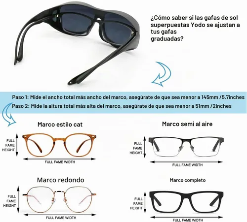 Vista 5 de yodo Gafas de sol que se ajustan sobre gafas con lentes polarizadas para hombres y mujeres Negro