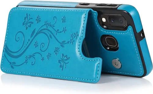 Vista 6 de Funda de teléfono para Samsung Galaxy A10e/A20e con protector de pantalla de vidrio templado y tarjetero con soporte para tarjetero, accesorios