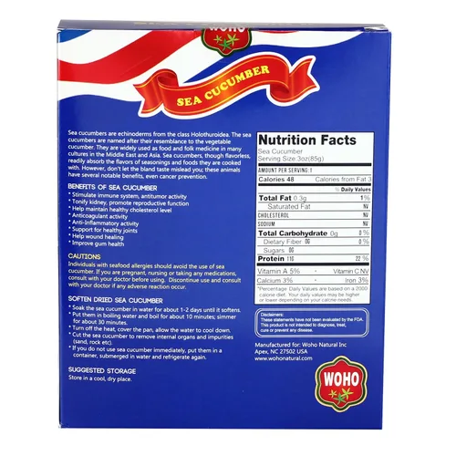 Vista 2 de WOHO Natural Sun Dried Wild Caught Round Sea Pepino Grande 4oz