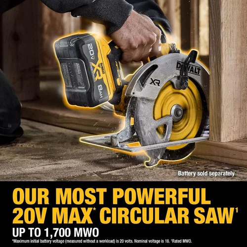 Vista 8 de DEWALT Sierra circular inalámbrica sin escobillas de 20 V MAX XR de 7-1/4 pulgadas, solo herramienta (DCS590B)