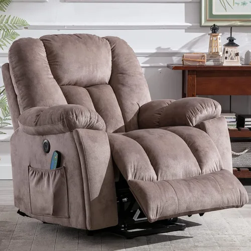 Vista 8 de CANMOV Silla reclinable eléctrica con masaje y calor para adultos mayores, reclinables anchos y tapizados, mecanismo de movimiento reclinable