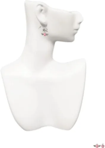 Vista 3 de Delight Jewelry Silvertone - Aretes franceses con lazo plateado de cerdo volador rosa, Metal, No es una piedra preciosa