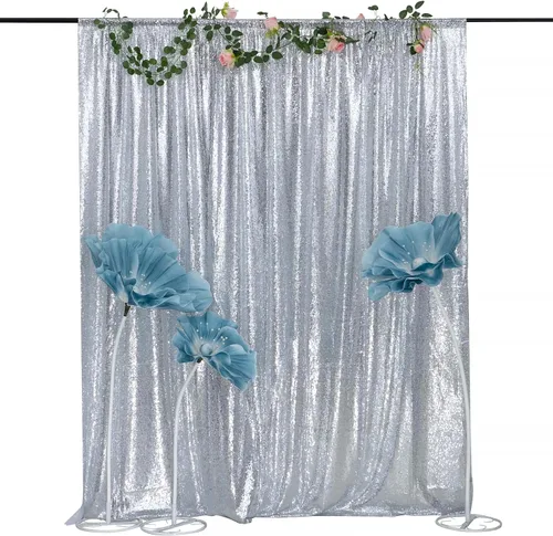 Vista 59 de Cortinas de Fondo de Lentejuelas Negras Cortinas Brillantes con Purpurina 2FTx8FT 2 Paneles para Decoraciones de Bodas Fiestas de Cumpleaños
