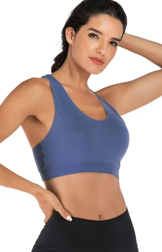 Vista 2 de RUNNING GIRL Sports Bra for Women, Criss-Cross Back Padded Strappy Sports Bras Medium Support Yoga Bra with Removable Cups