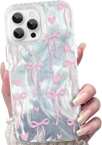 Vista 12 de AIGOMARA Funda para iPhone 16 Pro Max con bonito patrón de corazón, ajuste delgado, suave, flexible, a prueba de golpes, TPU para mujeres y niñas