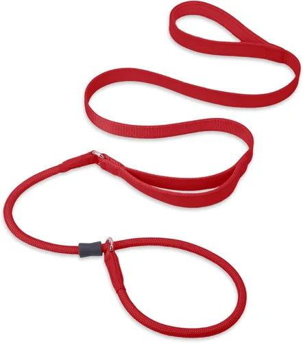 Vista 14 de Correa antideslizante para perro, correa de entrenamiento para perros con doble asa, correa antideslizante de cuero suave y collar, correa de nailon