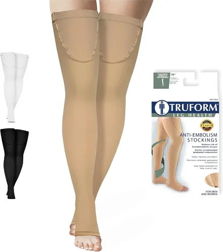 Vista 15 de Truform Medias Antiembólicas, Estilo Hospitalario de Recuperación Poscirugía hasta el Muslo, Compresión de 18 mmHg para Hombres y Mujeres, Medias