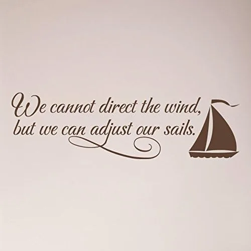 Vista 8 de 36"x12" We Cannot Direct The Wind, But We Can Adjust Our Sails. Adhesivo de pared con texto en inglés "We Cannot Direct The Wind, But We Can Adjust