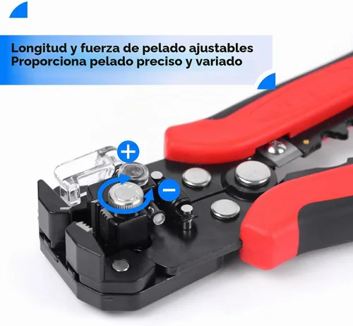 Vista 2 de 3 en 1 pelacables automático/cortador/crimpador, AWG10-24, alicates multi de 8 pulgadas para pelar cables eléctricos, corte de cables, prensado