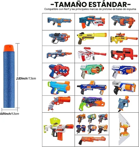 Vista 3 de Nerf N Strike Blaster Compatible Dart Bullets, Compatible with All Elite 2.0 Series Blasters Blue