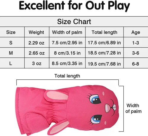 Vista 7 de MoKo Manoplas de esquí para niños, guantes impermeables y resistentes al viento para niñas y niños, guantes térmicos de invierno para nieve