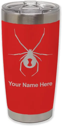 Vista 33 de LaserGram Vaso aislado al vacío de 20 onzas, araña viuda negra, grabado personalizado incluido (negro)