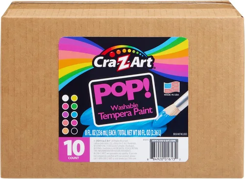Vista 7 de Cra-Z-Art POP! Pintura de témpera lavable de neón para niños, paquete a granel de 10 unidades, colores fluorescentes surtidos, juego de pintura