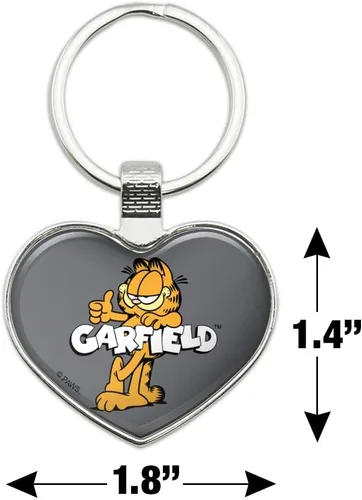 Vista 2 de GRAPHICS & MORE Garfield with Logo Keychain Heart Love Metal Key Chain Ring