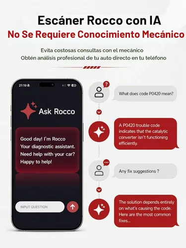 Vista 3 de Rocco OBD2 escáner Bluetooth para iOS y Android, sin suscripción