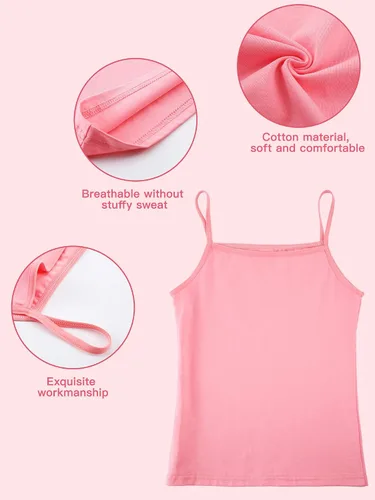 Vista 3 de SATINIOR Camiseta sin mangas de baile para niñas, 4 piezas, con tirantes delgados, para bailar