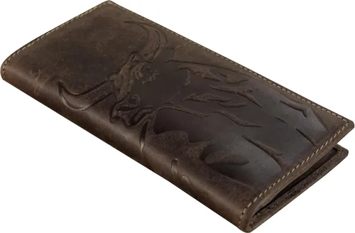 Vista 6 de ELIZO Long Wallets for Men REAL Leather Rodeo Wallet Thin Wallet Slim Wallet RFID Blocking Credit Card Holder Wallet - Whiskey